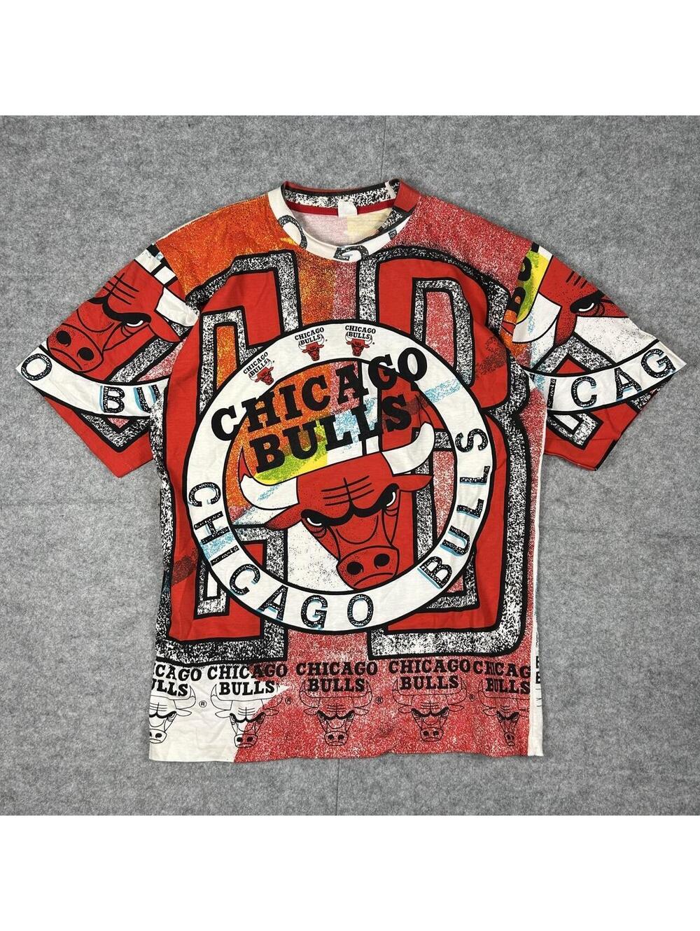 Vintage 90s NBA Chicago Bulls Michael Jordan AOP Basketball T-Shirt Size XL